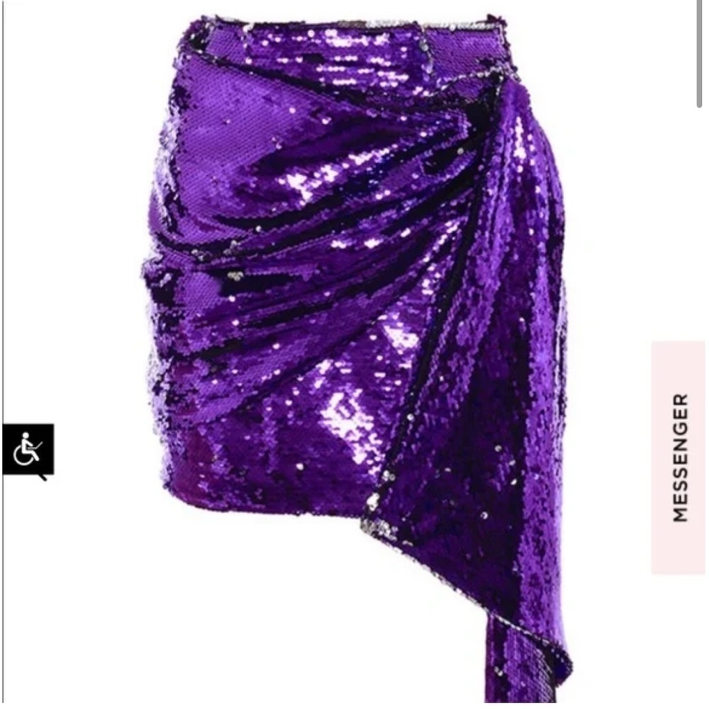 House of CB Katya Purple Sequin Draped Mini Skirt - Picture 4 of 16